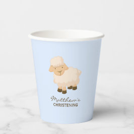 Little Lamb Baby Boy Christening Pappbecher