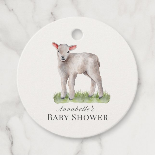 Little Lamb Baby Dusche Danke Geschenkanhänger (Vorderseite)