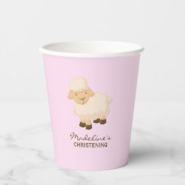 Little Lamb Baby Girl Baptisse Pappbecher