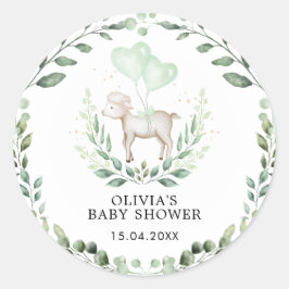 Little Lamb Spring Greenery Baby Sheep Dusche Runder Aufkleber