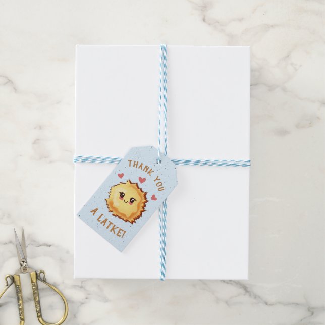 Little Latke Hanukkah Baby Shower  Geschenkanhänger (Mit Garn)