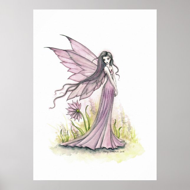 Little Lavender Fairy Fantasy Kunst-Illustration Poster (Vorne)