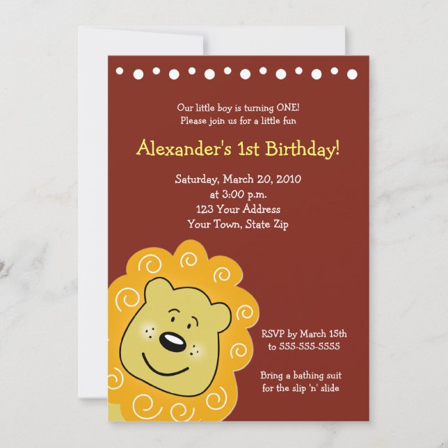 Little Leo Lion BIRTHDAY Einladung 5 x 7 (Vorderseite)