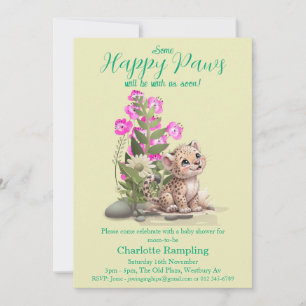 Little Leopard on Pale Bud Baby Shower Einladung