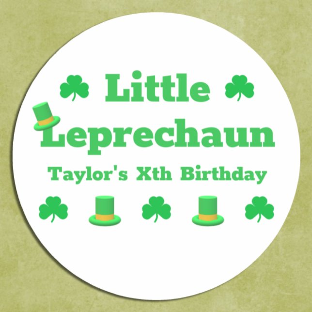 Little Leprechaun Birthday Runder Aufkleber (Von Creator hochgeladen)