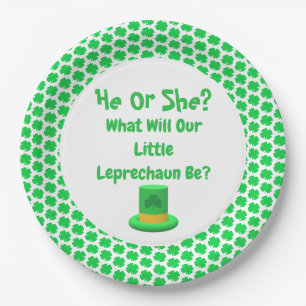Little Leprechaun Gender Reveal Paper Plate Pappteller