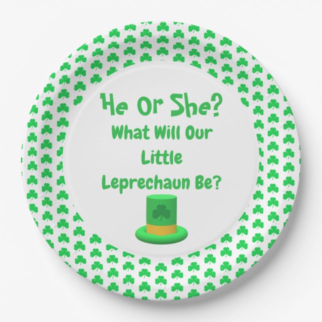 Little Leprechaun Gender Reveal Pappteller (Vorderseite)