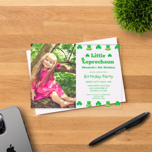 Little Leprechaun Kindergeburtstag Acryleinladungen (Insitu (Einladungskarte))
