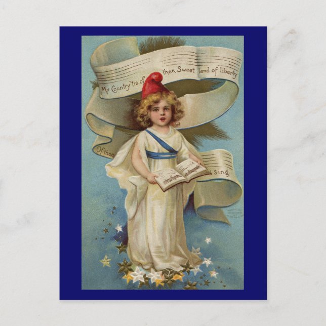 Little Liberty Girl singt mein Land "Das ist von d Postkarte (Vorderseite)