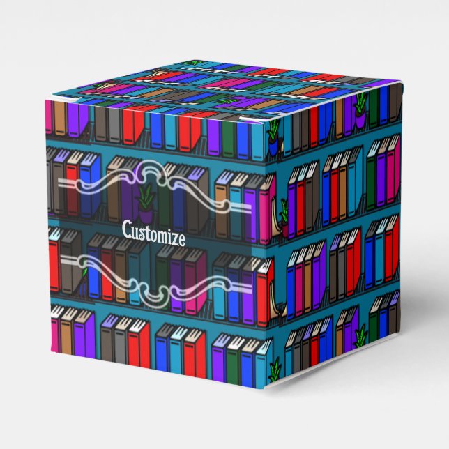 Little Library Book Shelves Aquamarin Cube Geschenkschachtel (Vorderseite)