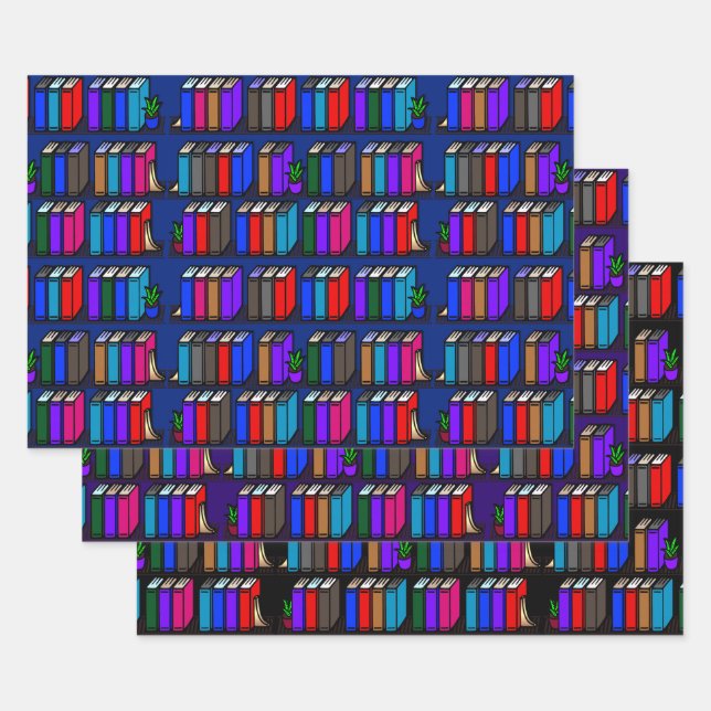 Little Library Book Shelves Dark Collection Geschenkpapier Set (Set)