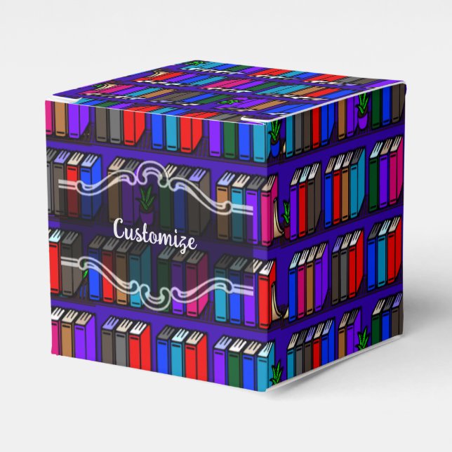 Little Library Book Shelves Lila Cube Geschenkschachtel (Vorderseite)