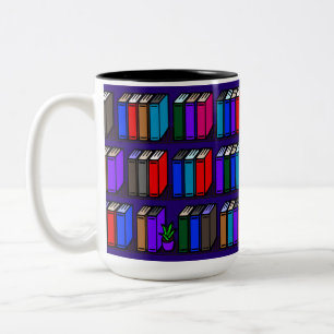 Little Library Book Shelves Lila Zweifarbige Tasse