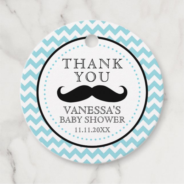 Little Lil' Man Mustache Boy Baby Showgeschenk Geschenkanhänger (Vorderseite)
