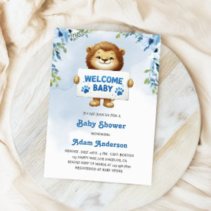 Little Lion Baby Shower - Blaues Jungle Thema Einladung
