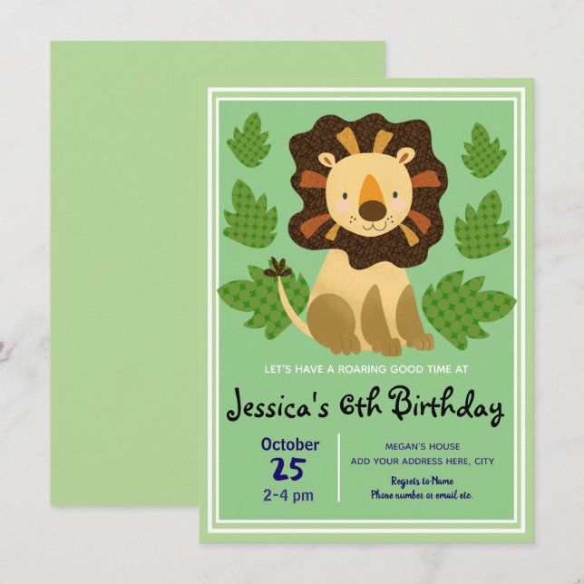 Little Lion Birthday Party Einladungen (Vorne/Hinten)