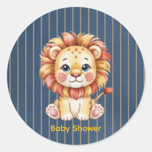 Little Lion Boy Baby Shower Runder Aufkleber