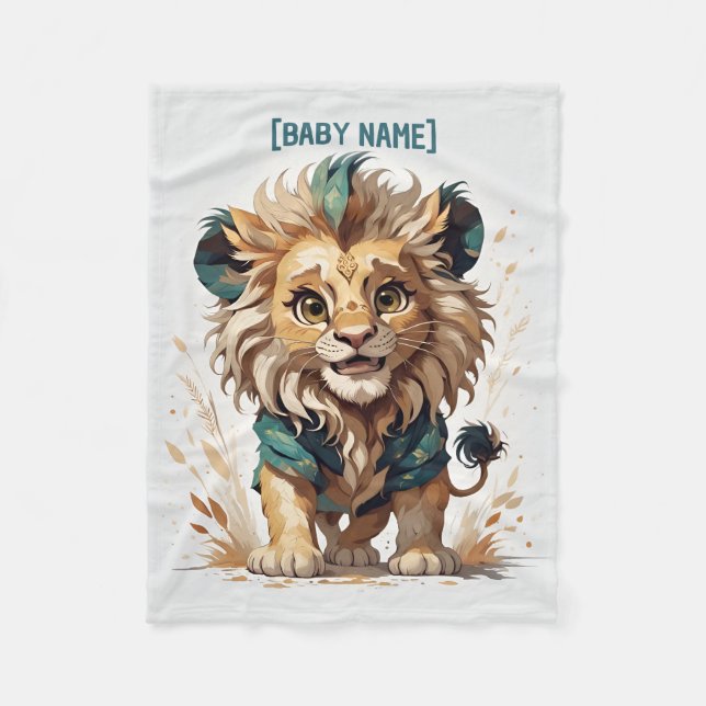 Little Lion Personalisiert Fleecedecke (Vorderseite)