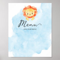 Little Lion sein Boy Watercolor Blue Menu