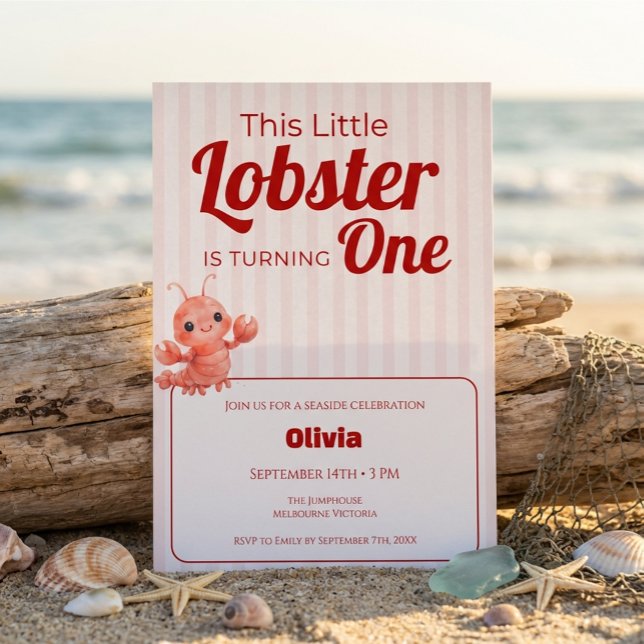 Little Lobster 1st Birthday Invitation Einladung (Von Creator hochgeladen)