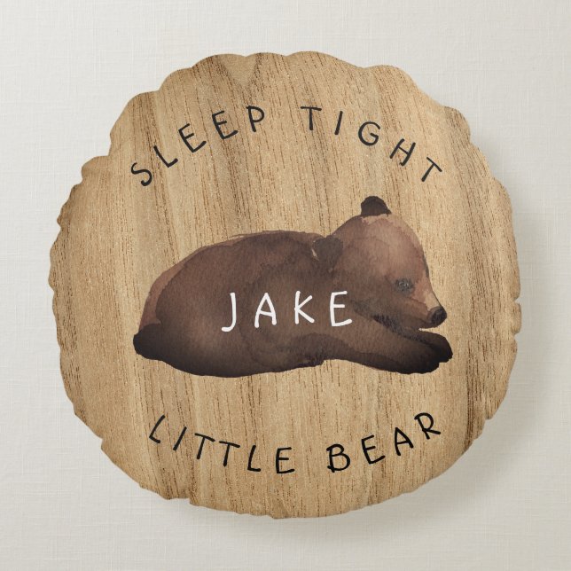 Little Lodge Bear Rundes Kissen (Vorderseite)