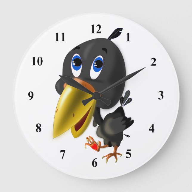 Little Love Bird Große Wanduhr (Vorderseite)