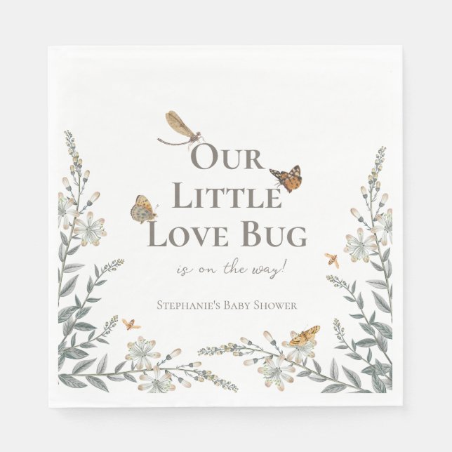 Little Love Bug Baby Shower Gender Neutral Napkins Serviette (Vorderseite)
