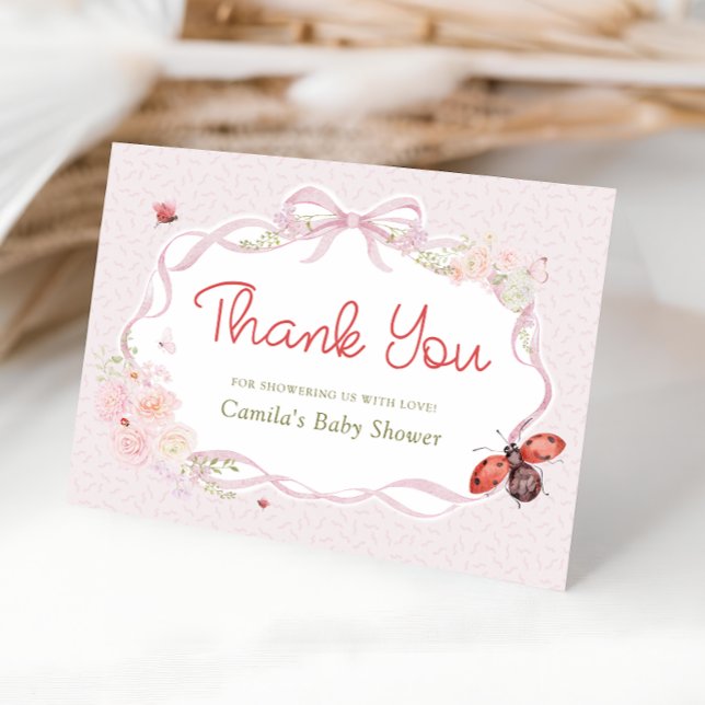 Little Love Bug Bow Baby Shower Thank You Card Dankeskarte (Von Creator hochgeladen)