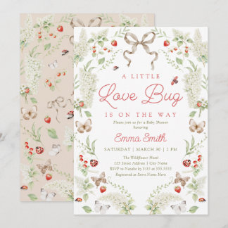 Little Love Bug Floral Bow Baby Shower Invitation Einladung