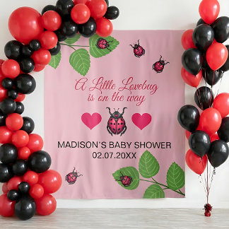 Little Love Bug Is On The Way Ladybug Baby Shower Wandteppich