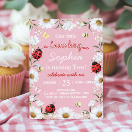 Little Love Bug Ladybug Daisy Floral Birthday Einladung