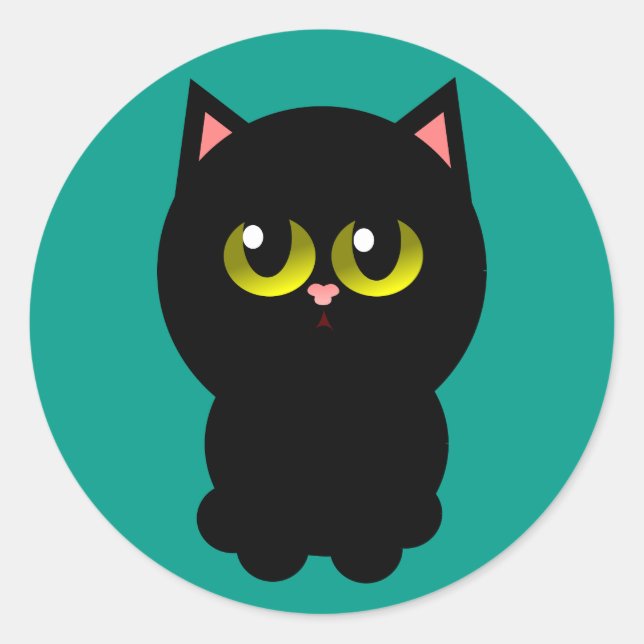 Little Lucky Black Cat Runder Aufkleber (Vorderseite)