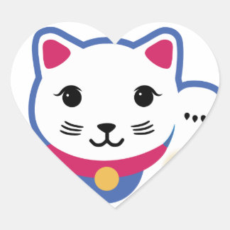 Little Lucky Cat, Maneki-neko,招 き 猫 Herz-Aufkleber
