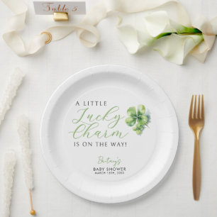 Little Lucky Charm ist auf dem Weg Baby Shower Pappteller