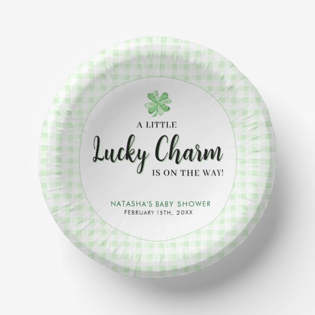 Little Lucky Charm St Patrick's Baby Shower Pappteller (Vorderseite)