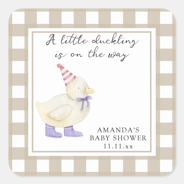 Little Lucky Duck Babydusche Quadratischer Aufkleber (Vorderseite)