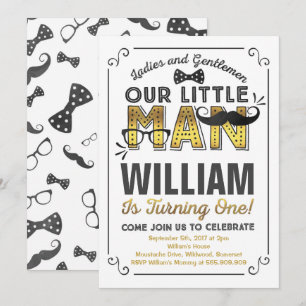 Little Man 1. Geburtstag Einladung Mustache Party