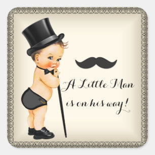 Little Man Baby Boy Dusche Quadratischer Aufkleber