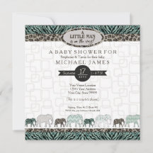 Little Man Baby Boy Safari Elephants Zebra Dusche