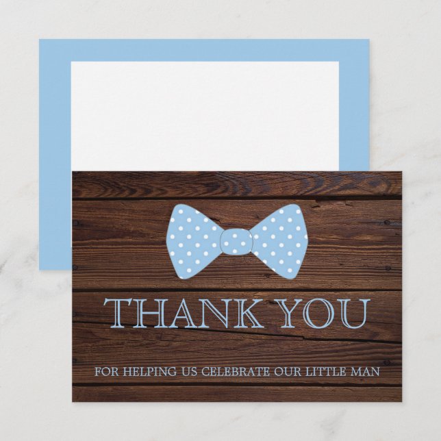 Little Man Baby Dusche | Bowtie Vielen Dank Einladung (Vorne/Hinten)