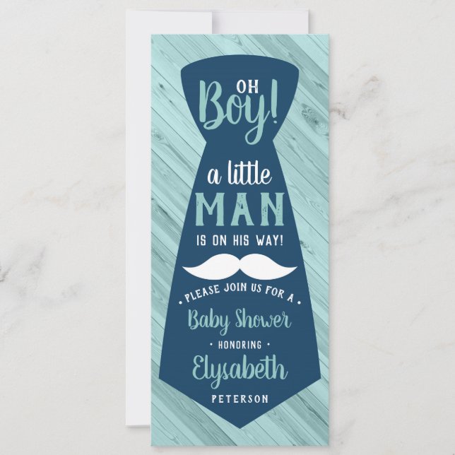 Little Man Baby Shower Einladung, Krawatte, Marine Einladung (Vorderseite)