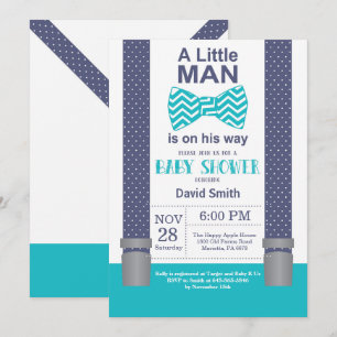 Little Man Baby Shower Einladung Navy Aquamarin Aq
