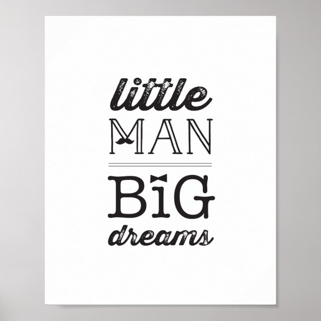 Little Man Big Dreams Classic Boy Baby Nursery Art Poster (Vorne)