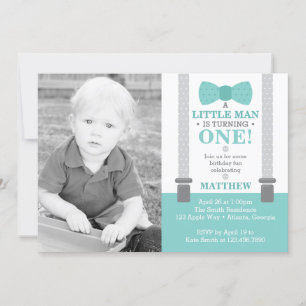 Little Man Birthday Party Einladung mit Foto