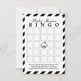 Little Man Black Stripes Baby shower Bingo Cartes