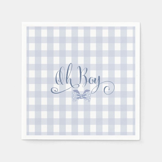 Little Man Blue Bogen Krawatte Babydusche Serviette (Vorderseite)