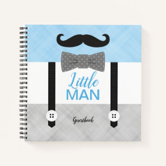 Little Man Blue Grey Baby Dusche Gästebuch Notizbuch