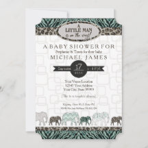 Little Man Boy Safari Elephants Zebra Baby Dusche