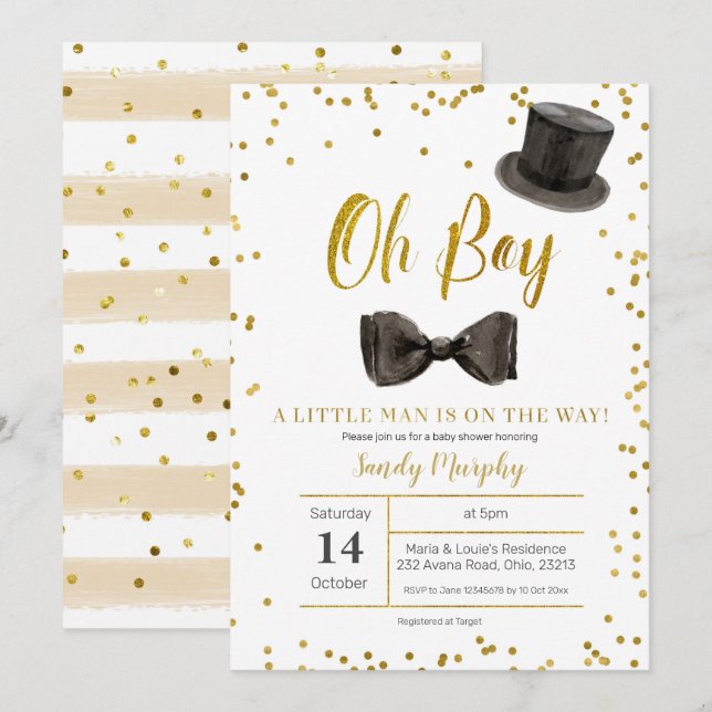 Little Man est en route Baby shower Invitation (Devant / Derrière)