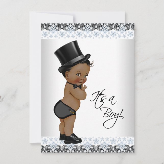 Little Man Ethnic Boy Baby Dusche Einladung (Vorderseite)